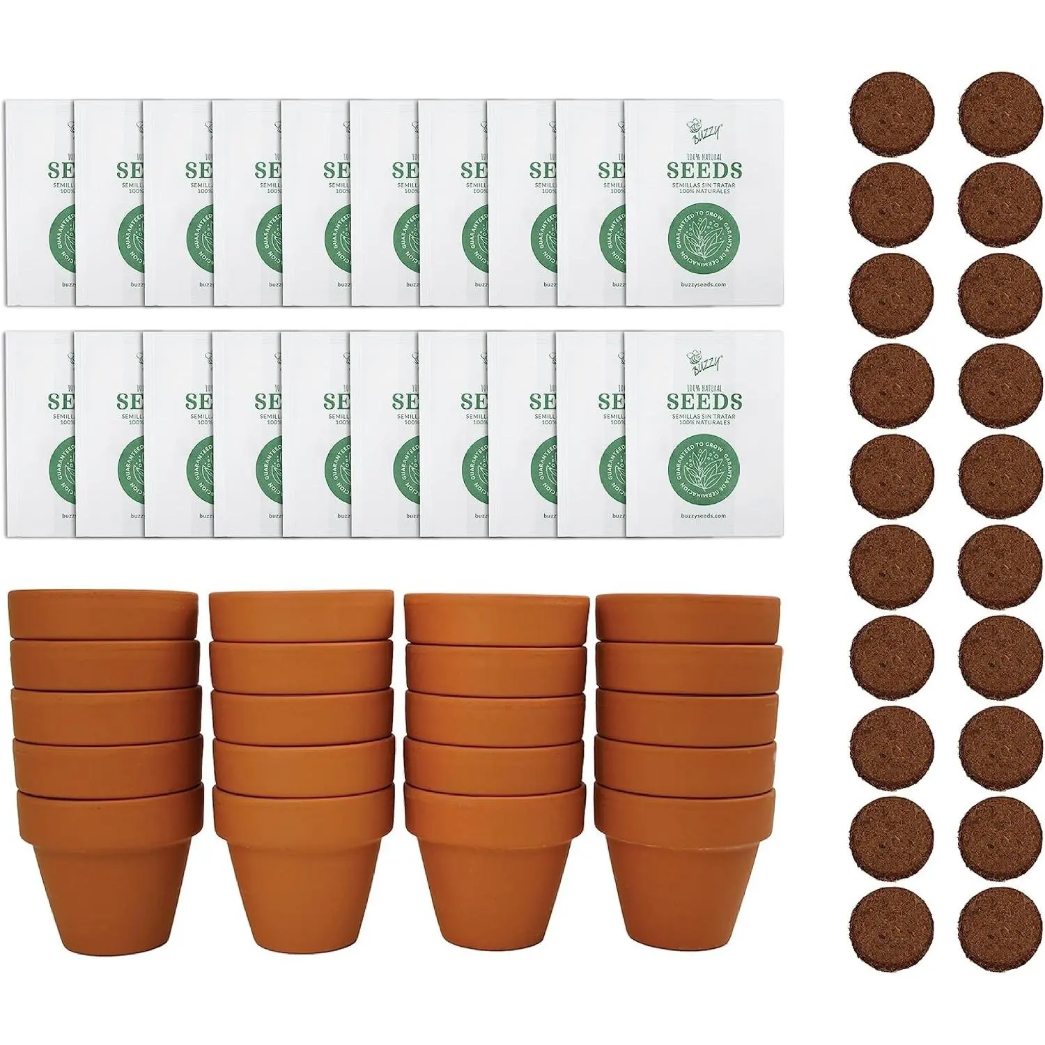 Seeds Daisy Grow Kit, Bulk 20-Pack - Mini Terracotta Pot Grow Set - Complete Indoor/Outdoor Gardening Kit with Seeds, Coconut Husk Growing Medium & Genuine Pots - 100% Grow GuaranteeGift