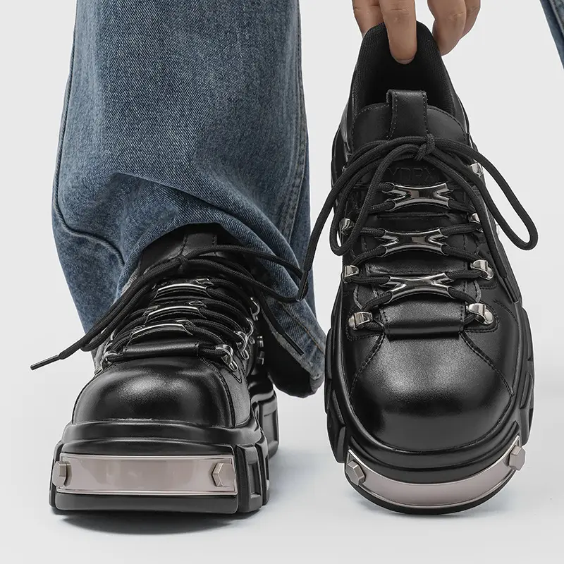 Paris Style Chunky Sole Retro Metal Punk Ankle Boots For Men 483701 Walking Shoes Footwear