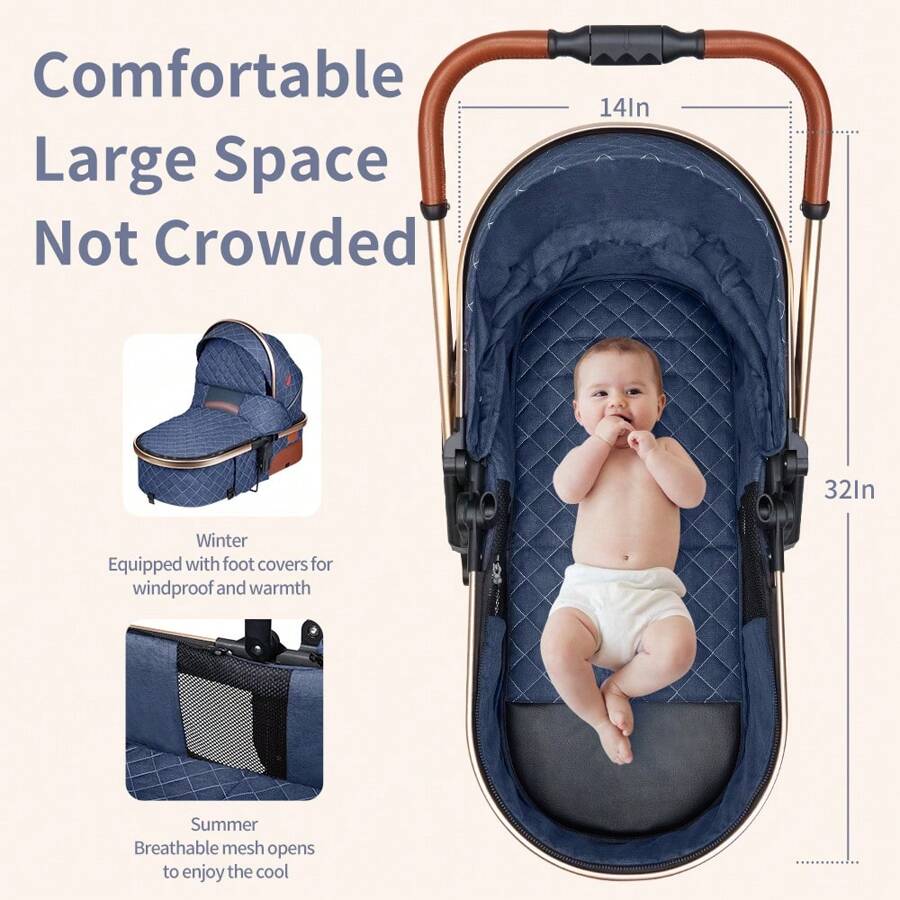 AobtkelBabystroller,dealsforyoudays,4-in-1Portable & Foldable YoungstersStroller with Sun,High & Quality &Lightweight Travel Stroller For BabiesOutdoorfun,Adjustable Stroller AndAccessories Combo Set, One ClickFolding,##Summervibes