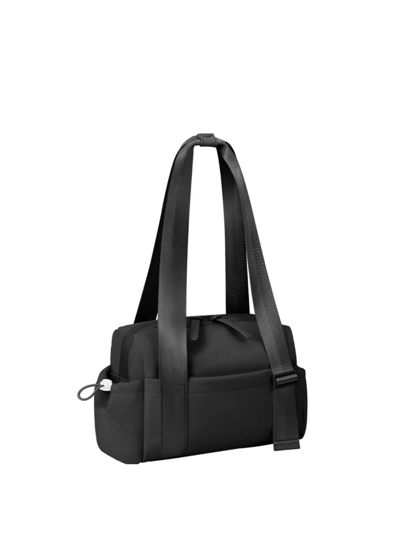 1pcSolid color nylon mini cylindrical crossbody bag with adjustable wide shoulder straps and multiple pockets for casual carrying, lightweight sports and fitness, suitable for daily commuting and short distance travel