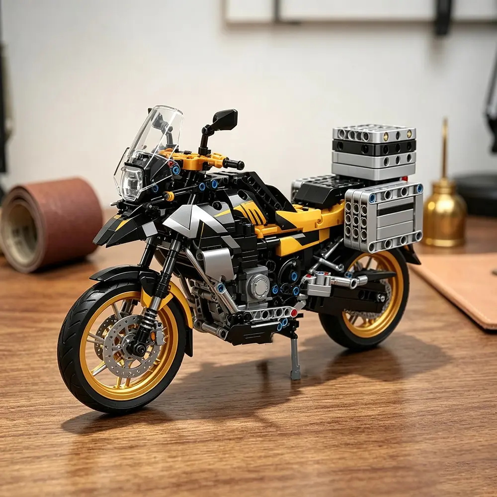 Cool Motorcycle Building Blocks, High Aesthetic Desktop Model Display, Challenging DIY Assembly Moc Set, Collectible Puzzle Toy, Model Building Kits