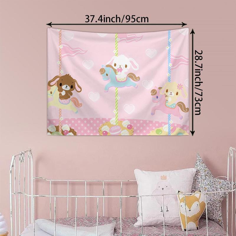 Cartoon Carousel Pattern Tapestry, Cute Animal Pattern Wall Hanging Tapestry, Wall Decor for Home Living Room Bedroom Dormitory Decoration Items Decorating Cartoon Carousel Pattern Tapestry, Cute Animal Pattern Wall Hanging Tapestry, Wall Decor for Home Living Room Bedroom Dormitory Decoration Items Decorating