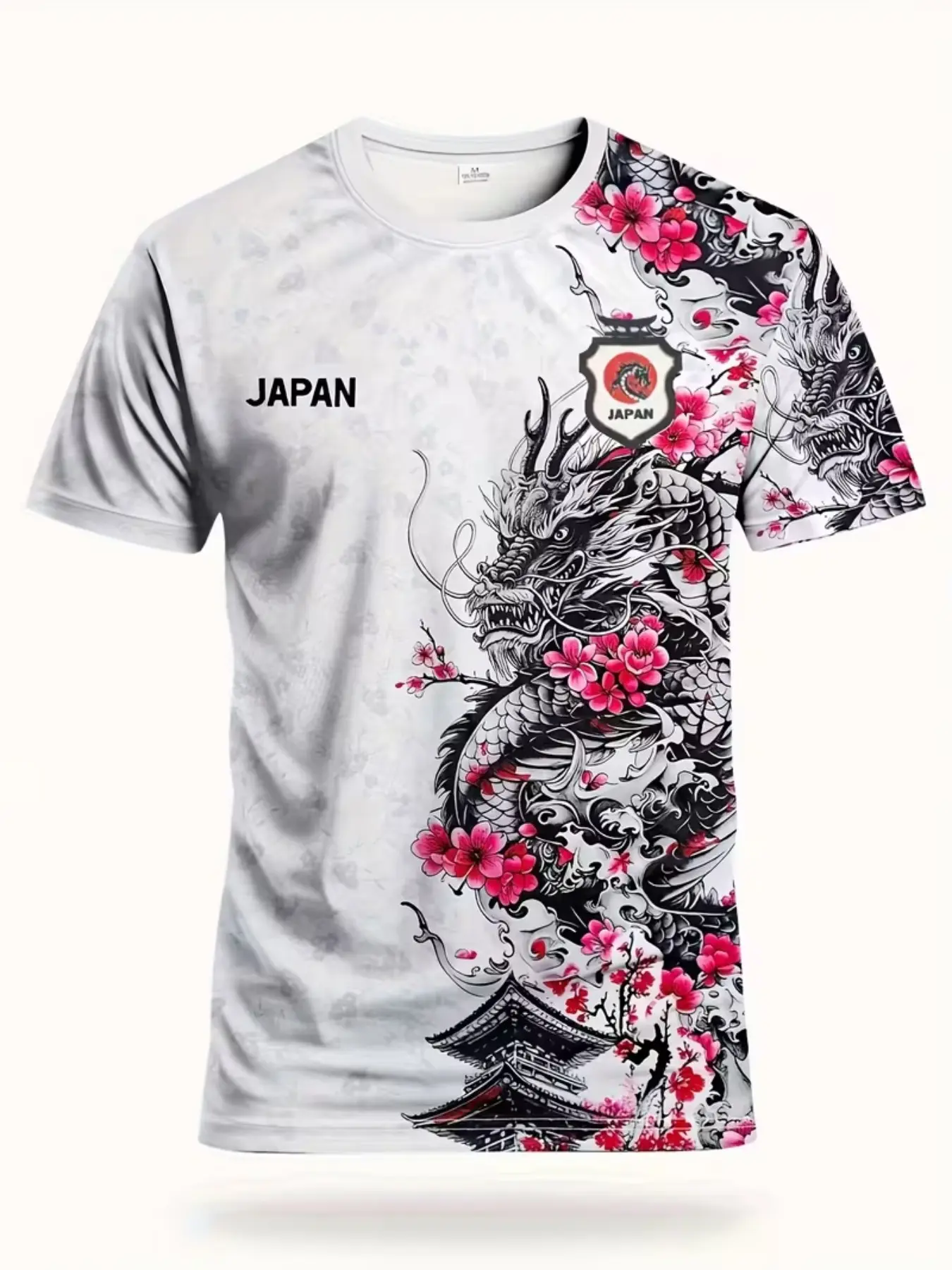 Men's Japanese Theme Soccer Jersey, Dragon Ink Art Print, Ideal for Training, Parties, Casual Wear, Cultural Team Design