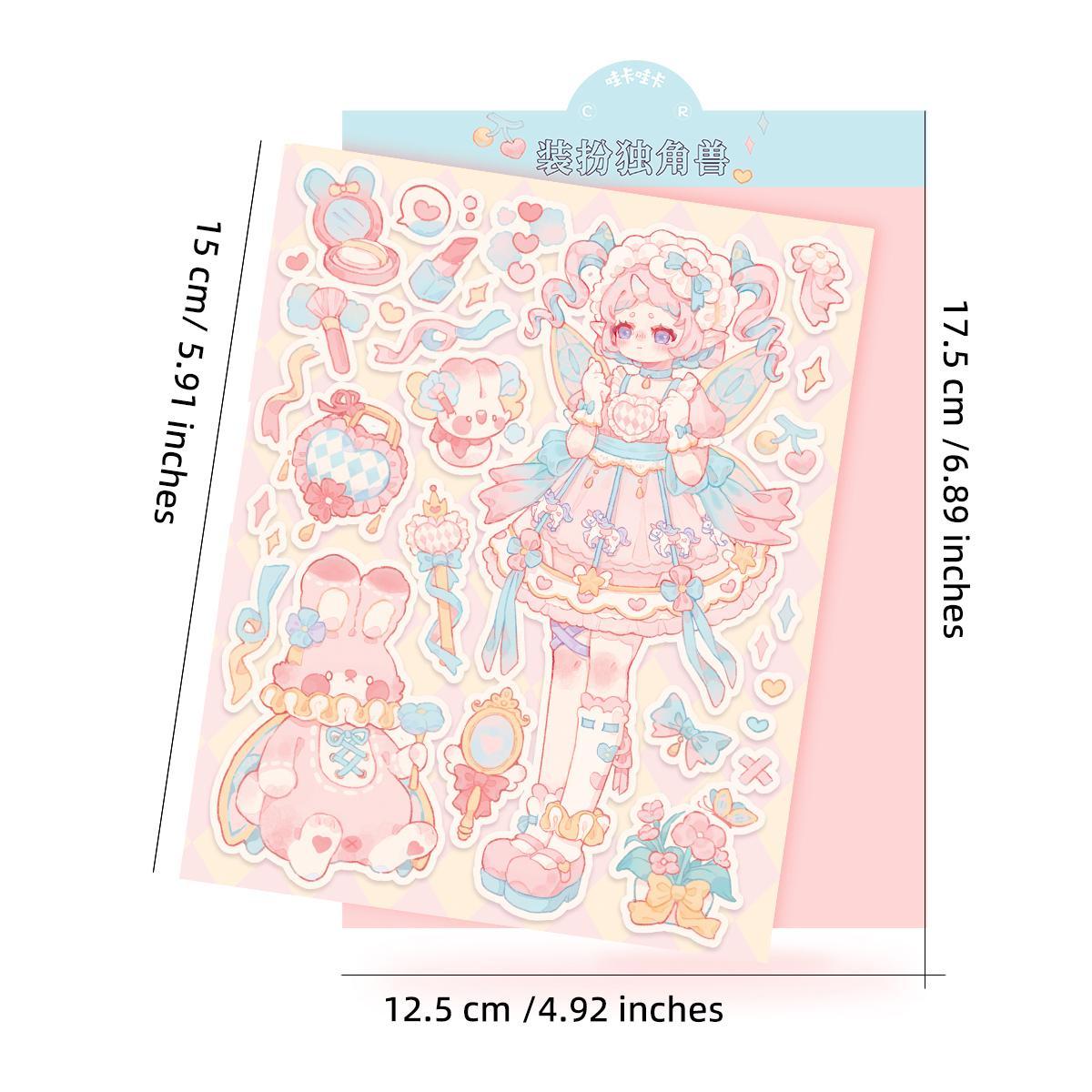 Room Decor Cute Cartoon Girl Pattern Sticker, Waterproof Self Adhesive Decorative Sticker, Fun Decor Sticker for Gift Greeting Card Water Bottle Laptop Phone DIY Scrapbooking Journal Making