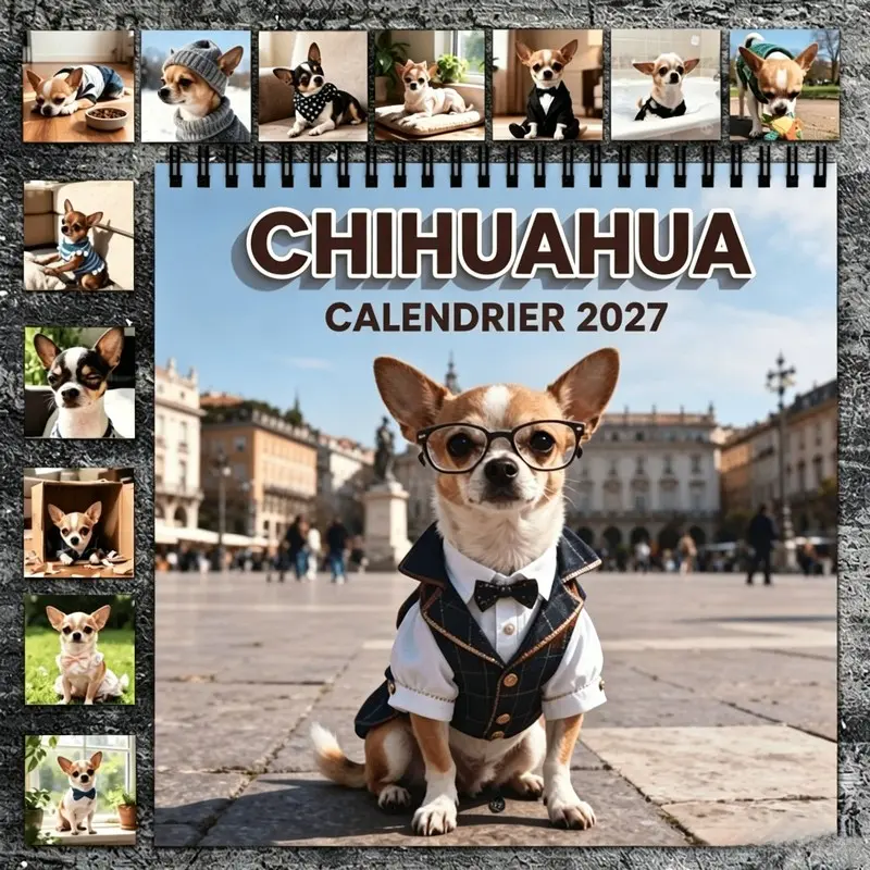 2027 French Edition Wall Calendar, 1-Pack, featuring large monthly view format with fluffy Shetland Sheepdog photos - 12-month planner, perfect for home or office, daily scheduling, cute dog design for dog lovers, pet owner birthday gift, from January to