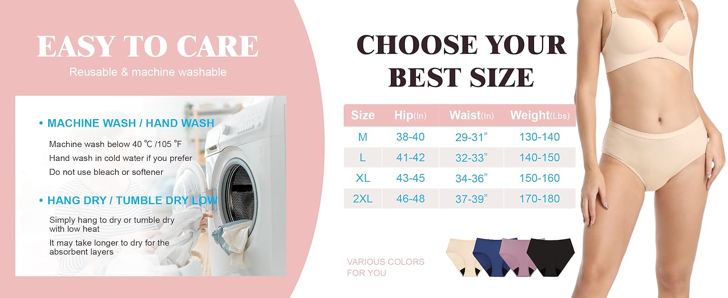 Absorbent Incontinence Underwear for Women Washable Urinary Leak Proof Brief Cotton 56 ML for Maternity Postpartum (Dark Blue L) Absorbent Incontinence Underwear for Women Washable Urinary Leak Proof Brief Cotton 56 ML for Maternity Postpartum (Dark Blue L)