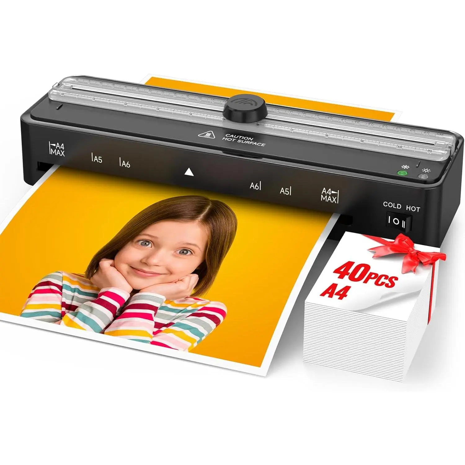 Laminator Machine with 40 Pack Letter Size Laminating Pouches (8.5" x 11"), Thermal and Cold Lamination, -in , Quick Warm-Up, 9 Inch Portable Laminator for , Office and School
