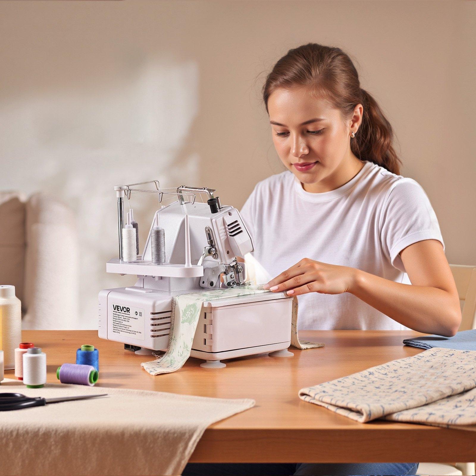 VEVOR Serger Overlock Sewing Machine, 1250 Stitches Per Minute, 3 and 4 Thread Capability, with LED Light and Strong Suction Feet, Heavy-Duty Metal Frame Sewing Machine for Various Fabrics, White VEVOR Serger Overlock Sewing Machine, 1250 Stitches Per Minute, 3 and 4 Thread Capability, with LED Light and Strong Suction Feet, Heavy-Duty Metal Frame Sewing Machine for Various Fabrics, White