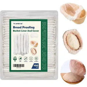 100 Pcs Elastic Non Woven Non-Stick Bread Proofing Basket Liners Prevents Dough from Sticking to Basket