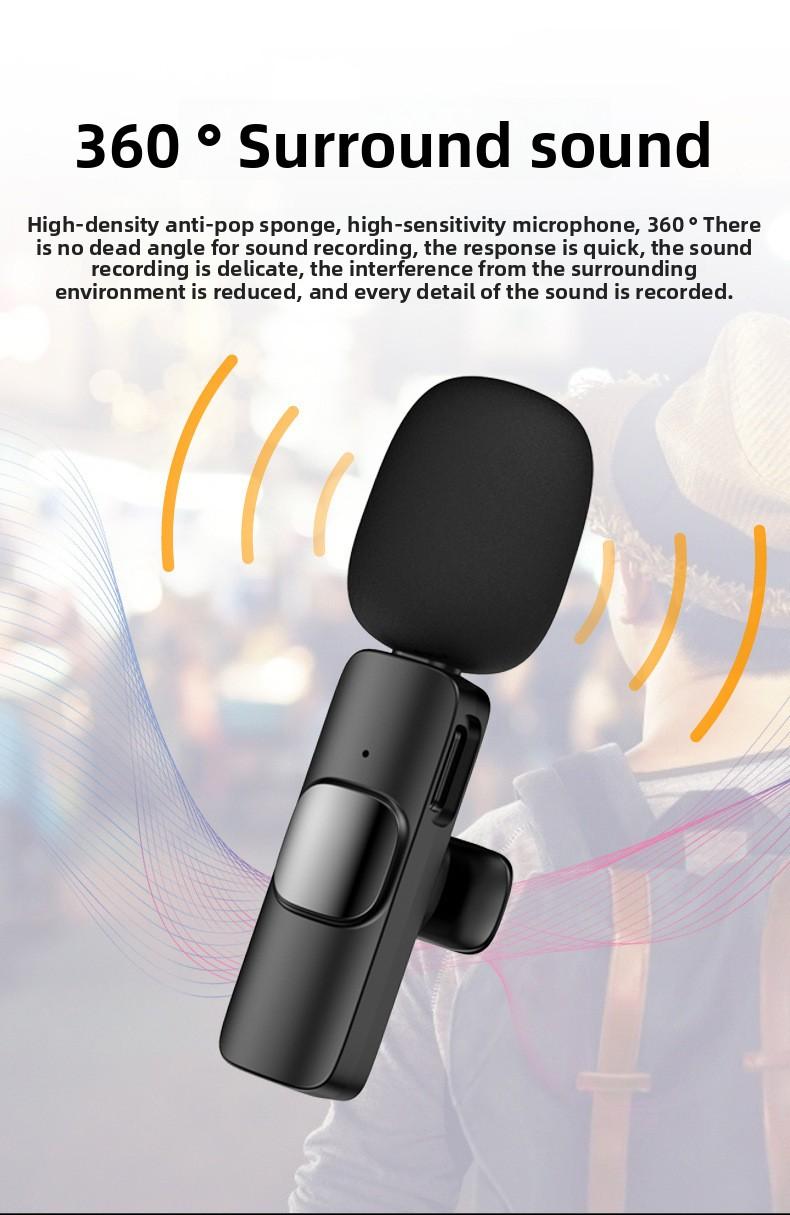 Wireless Microphone Bluetooth Live Mic 3.5mm Live Sound Card Lavalier Mic Dual Lapel Microphone