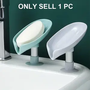 Soap Box, 1 Count Creative Draining Soap Storage Rack, Punch Free Suction Cup Soap Holder, Soap Dish Holder, Household Shelf for Bathroom Kitchen Dormitory Hotel