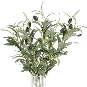 11 Inch Olive Branches for Vases, 5 count Artificial  Olive Tree Branches Faux Olives Leaves Stems Artificial Indoor Greenery for Centerpieces Decor Wedding Greenery  Party Decor