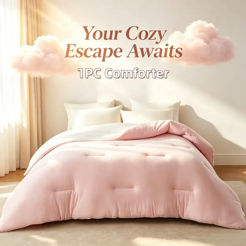 1pc Ultra Plush Cloud-Like Soft Comforter, Reversible Down Alternative Bedding, Lightweight Warm Winter Comforter,, All-Season Comforter