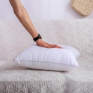 18"x18" Pillow Inserts (Set of 2) - Throw Pillow Inserts with 100% Cotton Cover - 18 Inch Square Sofa Pillow Inserts - Decorative Pillow Insert Pair - White Couch Pillow
