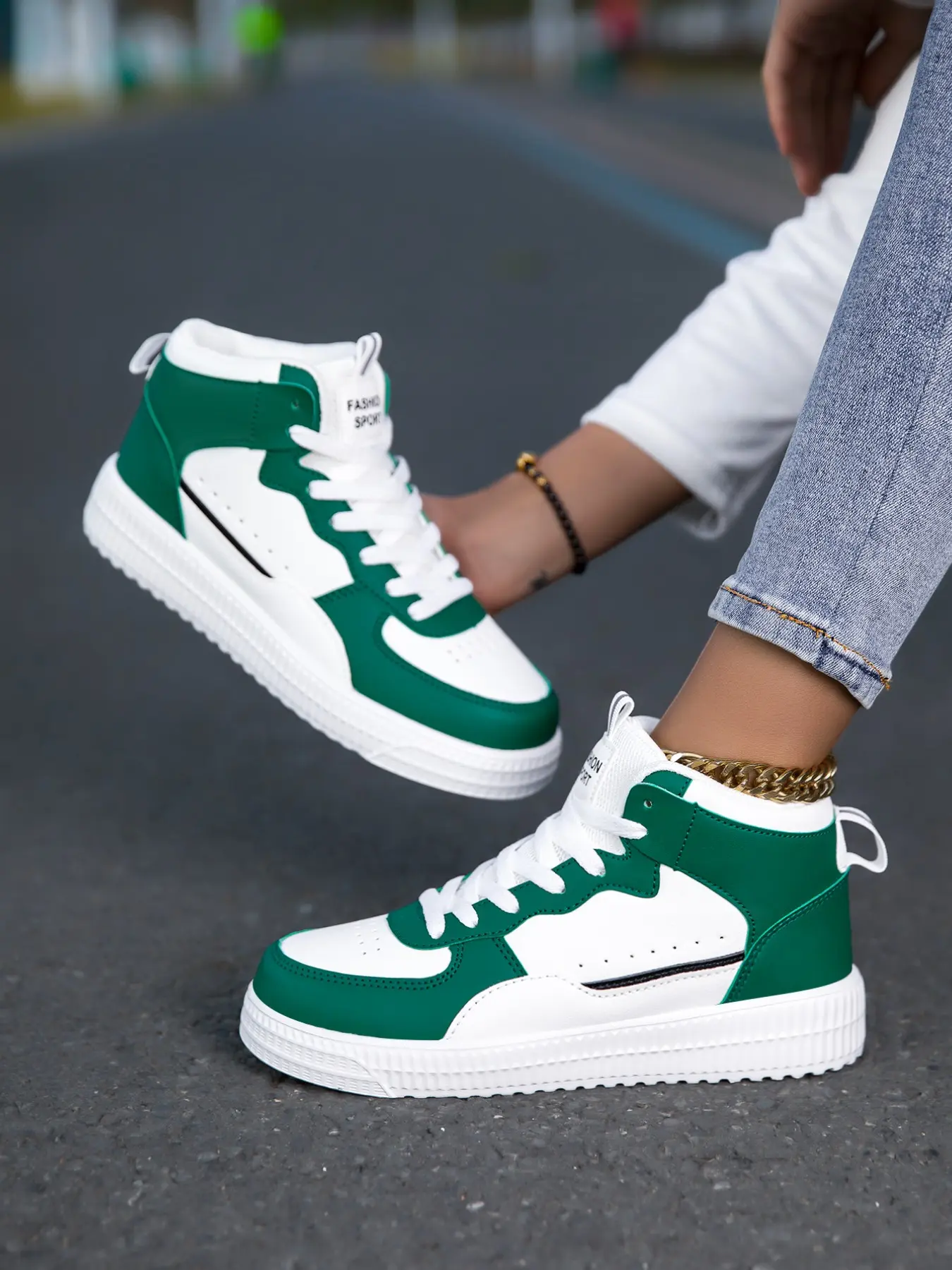 Women's Colorblock Thick Sole Casual Skate Shoes, Simple High-Top Colorblock Patchwork Sneakers, Ideal for Daily Wear and Outdoor Activities