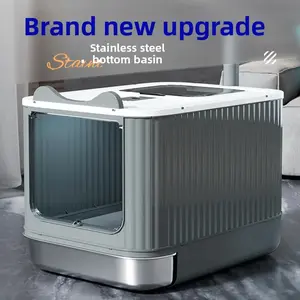 Automatic Self Cleaning Enclosed Cat Litter Box XXL Stainless Steel Drawer Anti Splash Odor Control Antibacterial Easy CleanThethumbshop