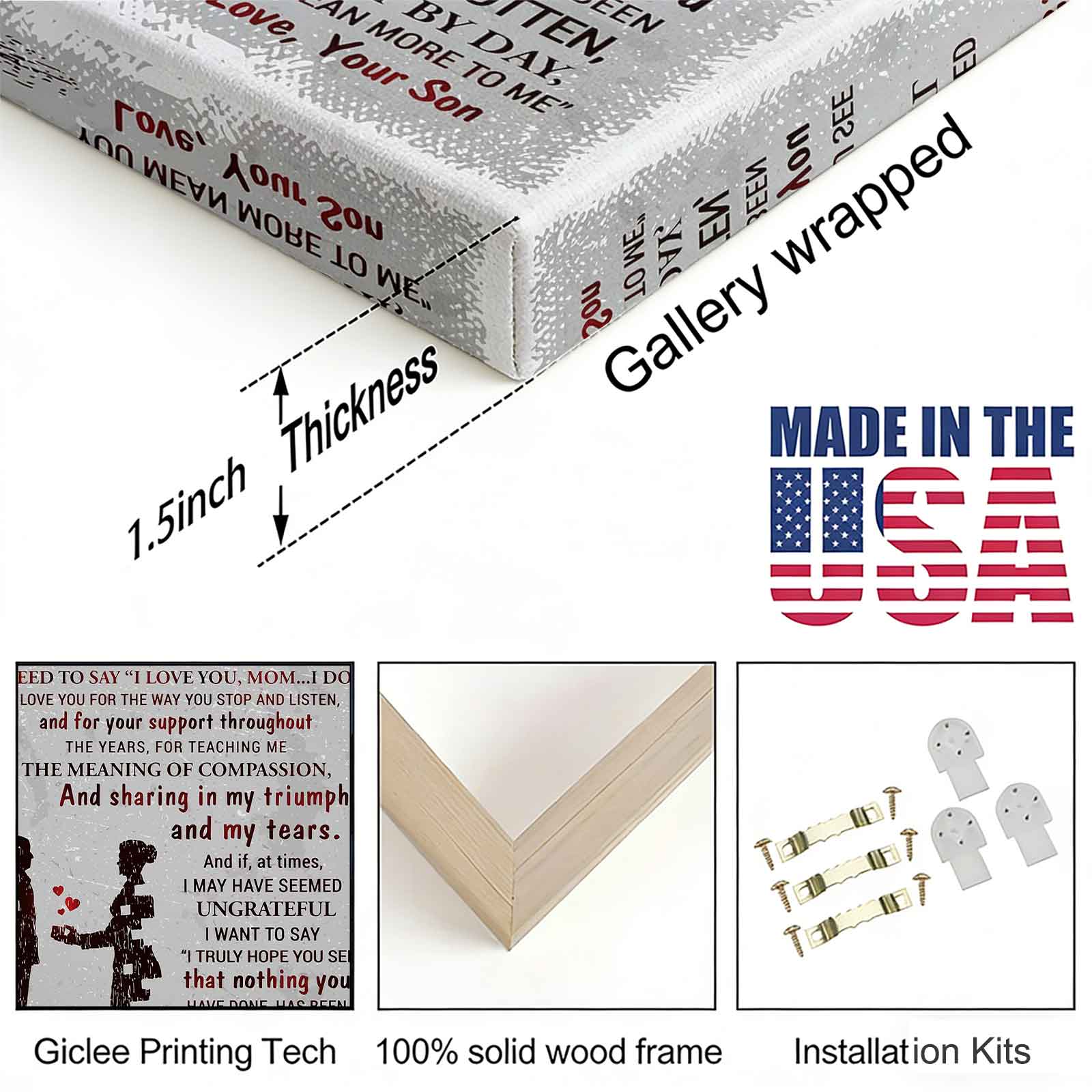 To My Mom Son's Thank You Poem Canvas Wall Art, Heartfelt Mother's Day Gift, Emotional Family Quote Print, Vintage Style Home Decor, Unique Gift from Son to Mom