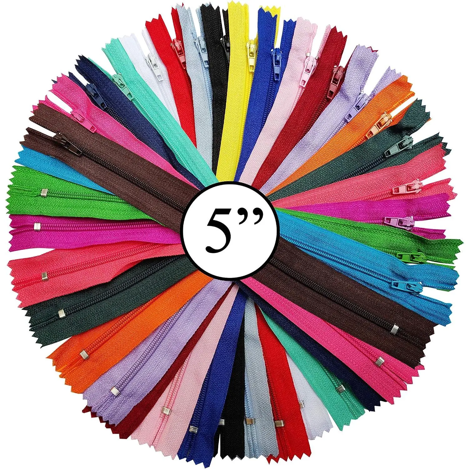 Nylon Zipper for Sewing Crafts | 20  Colours | Size: 5 Inch / 13 cm | 20 Zippers/Pack | Multicolor Zippers for Sewing Supplies and  in Bags, Pouches, Skirts, Dresses