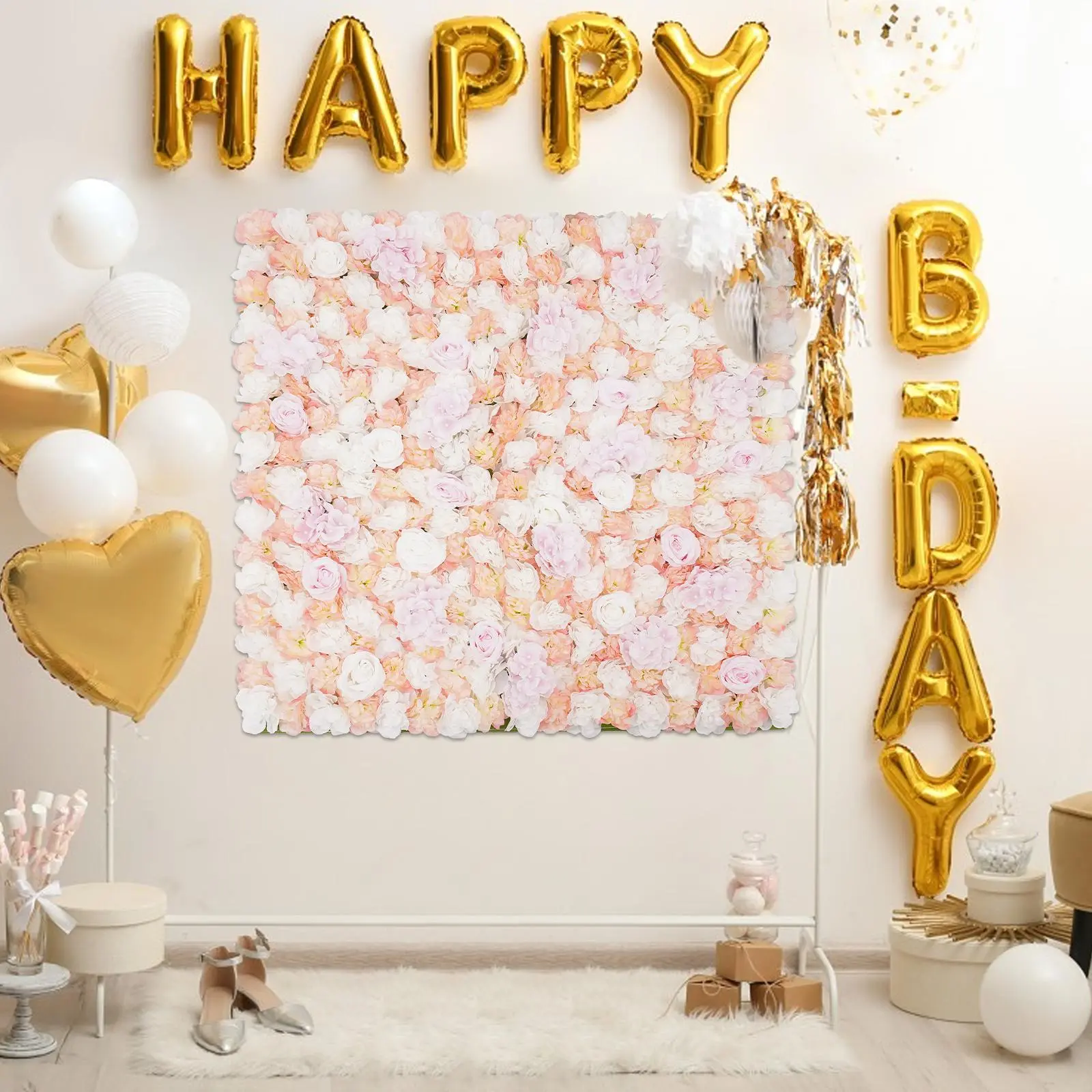 Silk Fabric Layered Roses Artificial Flower Wall Panels - Reusable, Eco-Friendly Wall Decor for Pink Wedding, Birthday Party Background, Arch Ornaments, One Piece, 3.28*3.28Ft