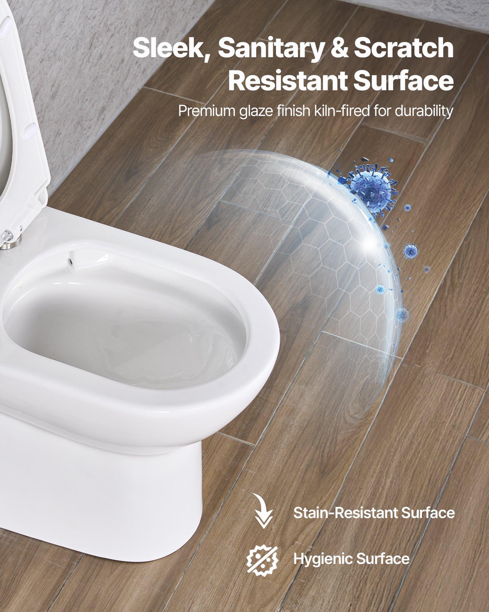 VEVOR One-Piece Toilet, Elongated Toilet Vortex Dual-Flush 1.1/1.6 GPF ...