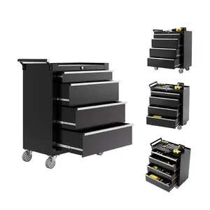 Professional Rolling Tool Chest with Drawers Heavy Duty Tool Cabinet Organizer Mobile Tool Cart Workbench with 360 Swivel Locking Wheels Secure Lock Key Protective Liners Sleek Metal Toolbox for Garage Workshop Repair Shop