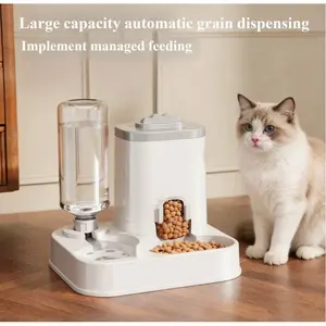 2-in-1 Automatic Pet Feeder Water Dispenser, Auto Food Water Bowl for Cats and Dogs Daily Feeding