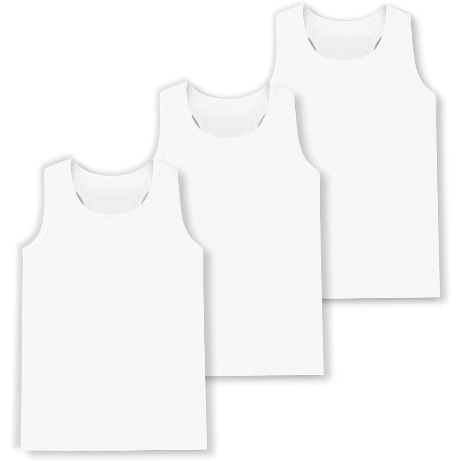 3-Pack Girls Tank Tops Cotton Sleeveless Teen Tank Tops for Girls Age 2-16Y 100% Cotton Breathable Girls Undershirts,Soft Basic Racerback Dance Tops for Ballet,Crew Neck Casual Kids Toddler Tank Tops