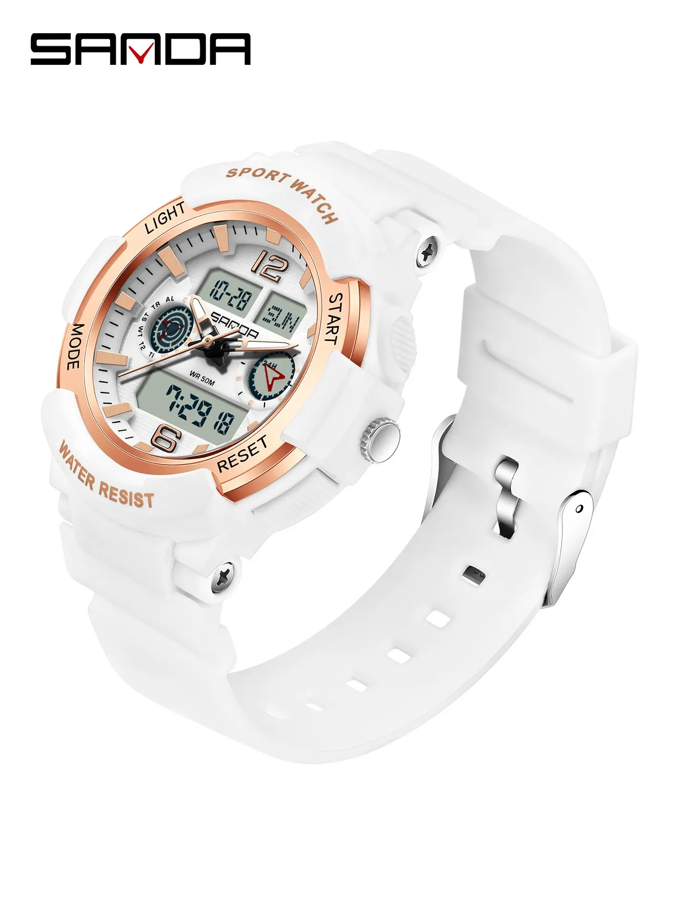 Brand Women's Watches,Women Quartz Dual display Watch,Sporty Digital Watch,Sporty Waterproof Watch,Design Lady Multifunctional Week Alarm clock Date Stopwatch Luminous Outdoors Sports WristWatch,Watch For Woman Ideal Birthday Holiday Gifts