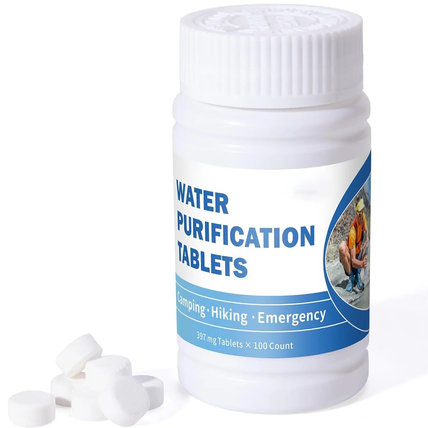 100 Count Water Purification Tablets for Drinking Portable Water Treatment for Safe Drinking Anywhere Perfect for Camping Boating Hiking Backpacking Emergencies