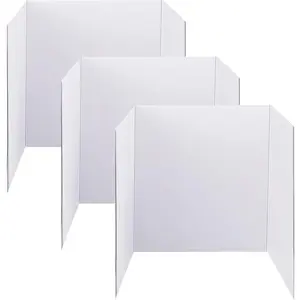 Trifold Poster Board, 24" x 16", White Corrugated Project Boards for Science Fairs, Event Displays, and Business Presentations,School Projects,3-Pack