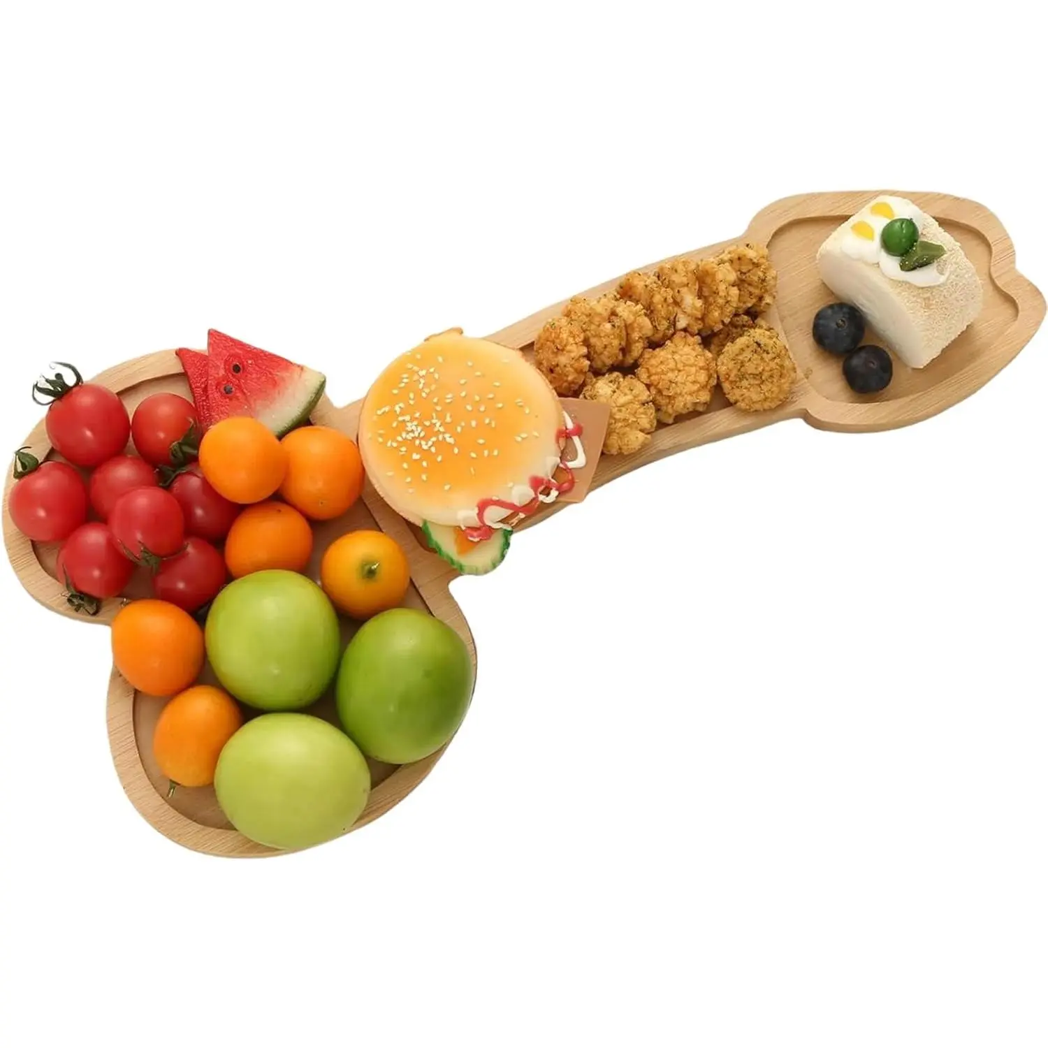 16" Sturdy Large Size Long Narrow Multi-Compartment Solid Wood Charcuterie Board, Funny Aperitif Platter for Wine, Fruit, Meat & Cheese, Novelty Kitchen Cutlery Accessory, Ideal Bachelor Party & Housewarming Gag Gift