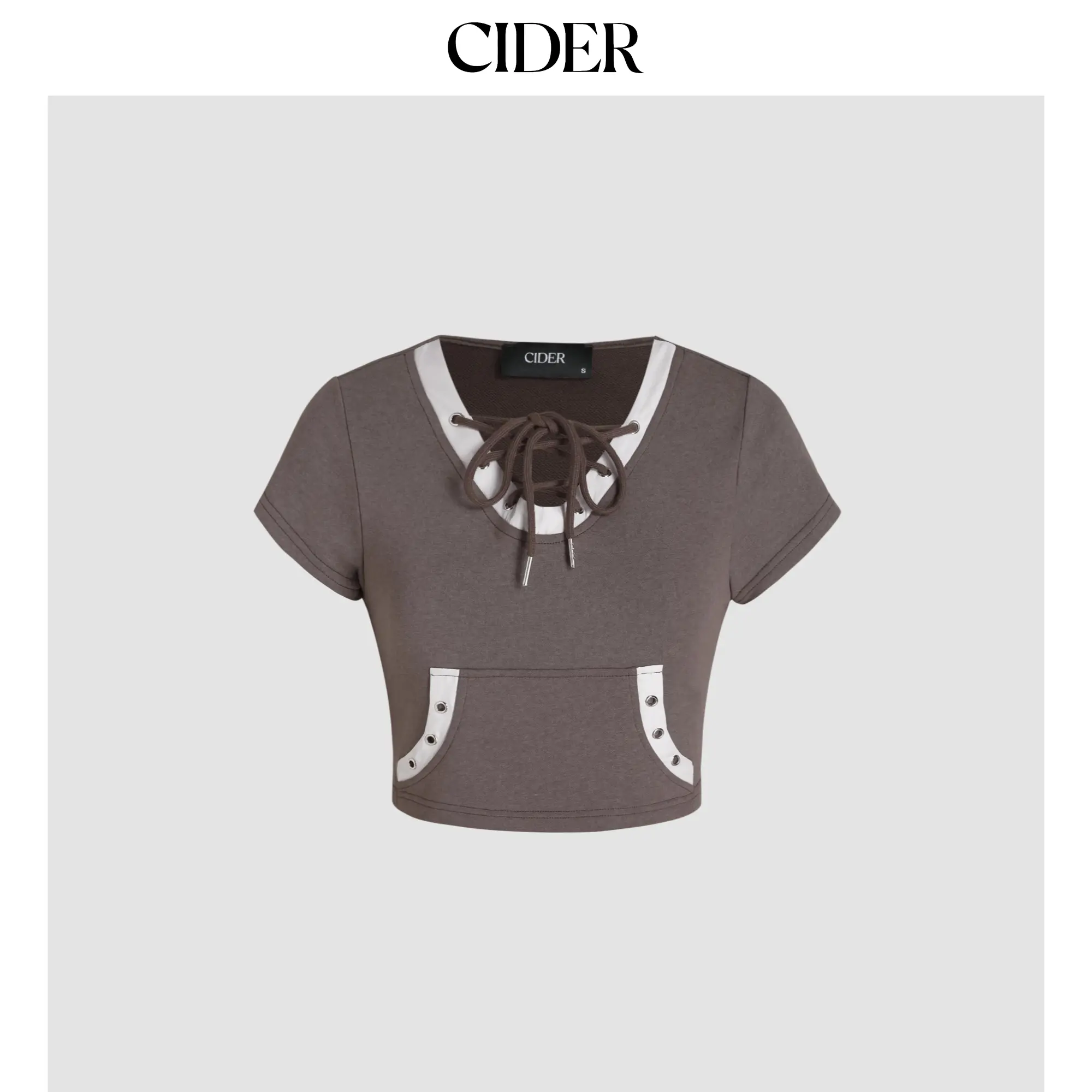 Cider Terry Contrasting Trim Knotted Crop Top SummerWins SummerFinds
