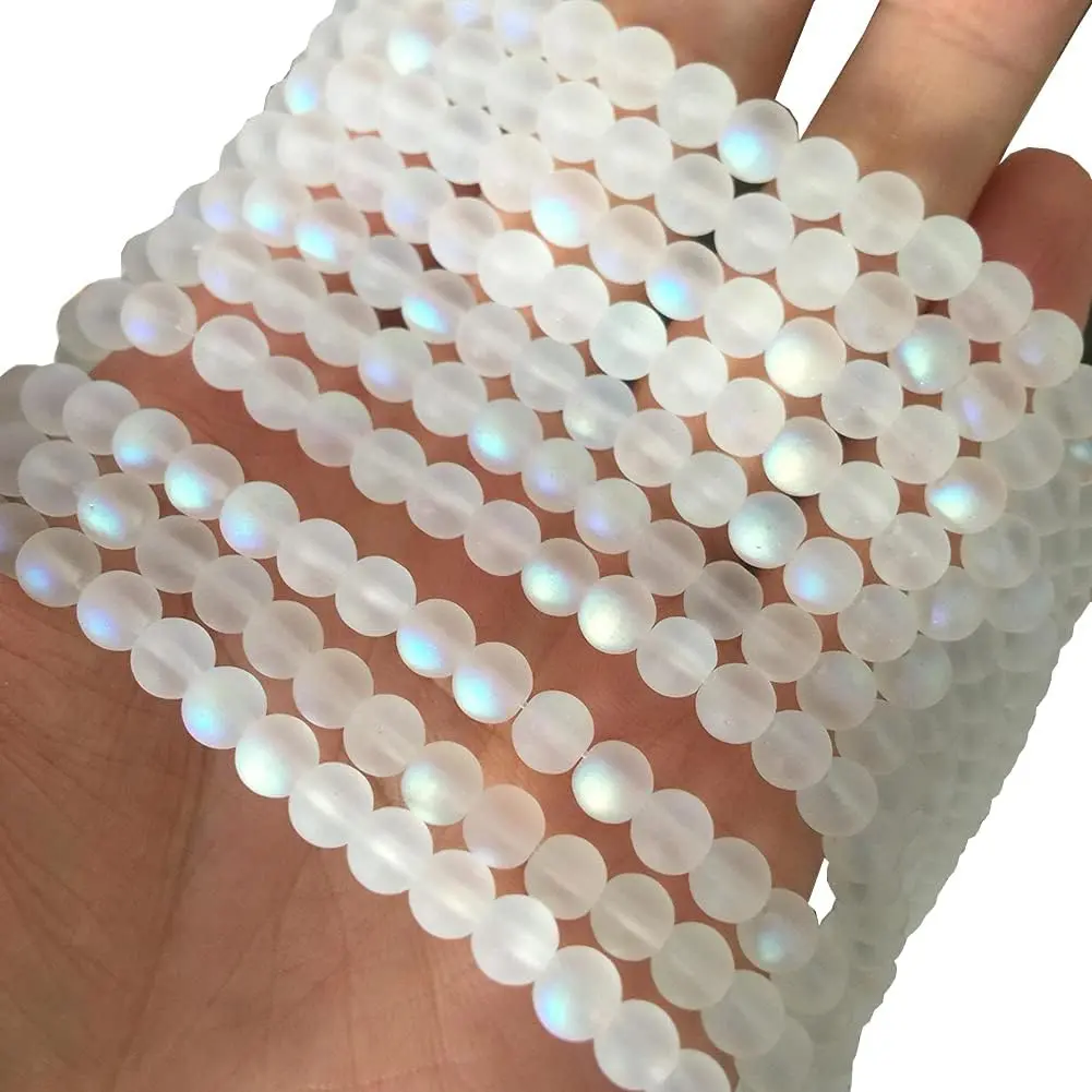 6mm Matte Glass Beads with Hole, 200-Count Light-Changing Beads for DIY Crafting, Beading & Jewelry Making