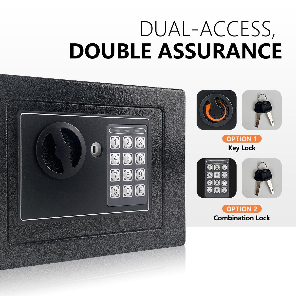 1pc Money Safe Box for Home with Sensor Light & Money Bag Security Safe Box for Money Safe with Keys & Pass Code Lock Box with Digital Keypad Black and Silvery