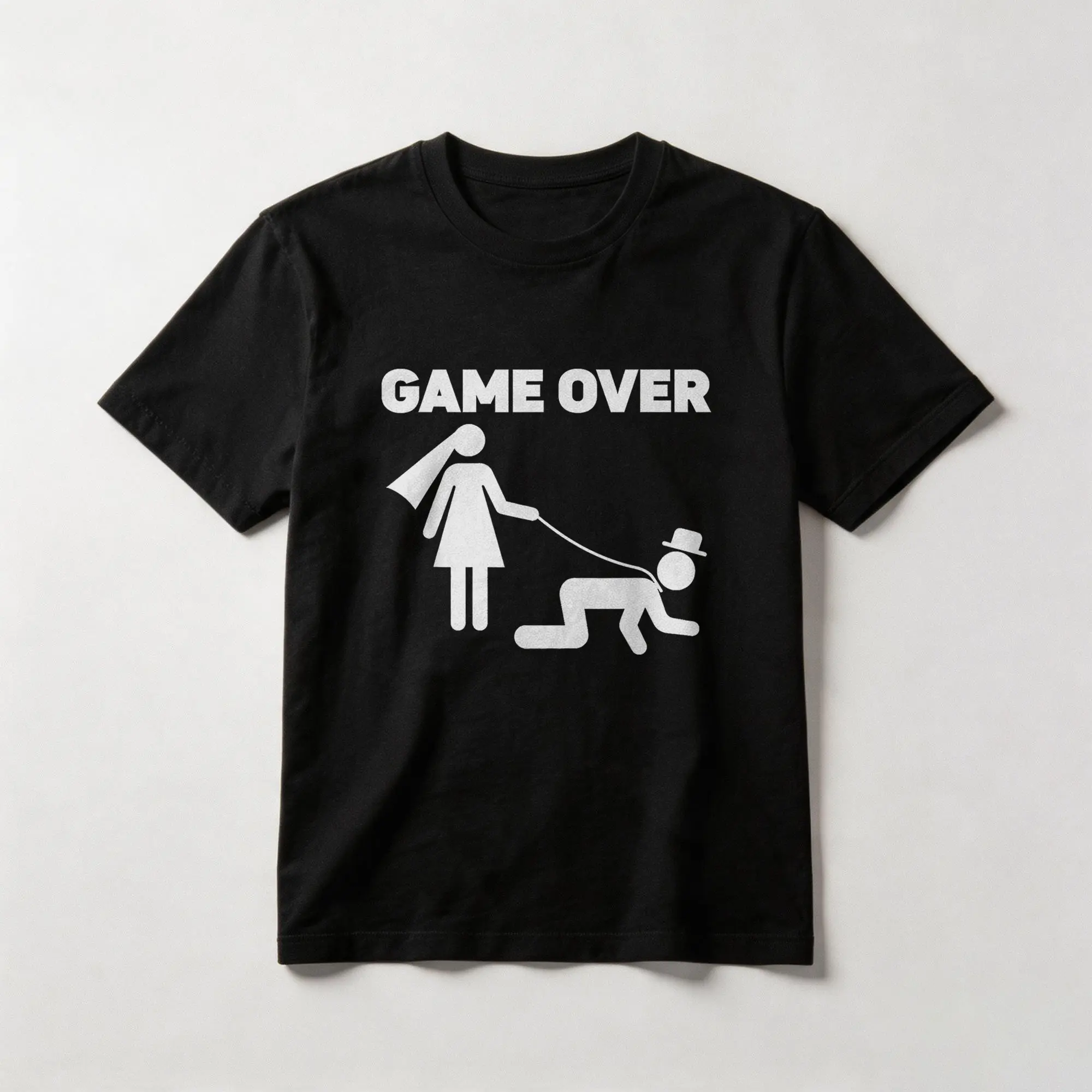 Game Over Bachelorette Bride Groom Funny Bachelor Party Cotton T-shirt, Graphic Crew Neck Soft Top Short Sleeve Casual Unsex Shirt for Men Women