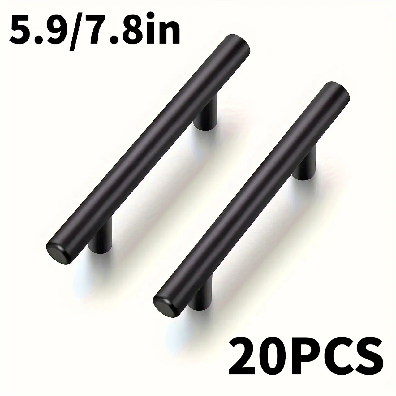 20-Pack 5.9/7.8 Inch Matte Black Stainless Steel Cabinet Handles, Wardrobe Door Handles, Drawer Pulls - Drawer Pulls with Screws, Featuring Durable Powder-Coated Ends
