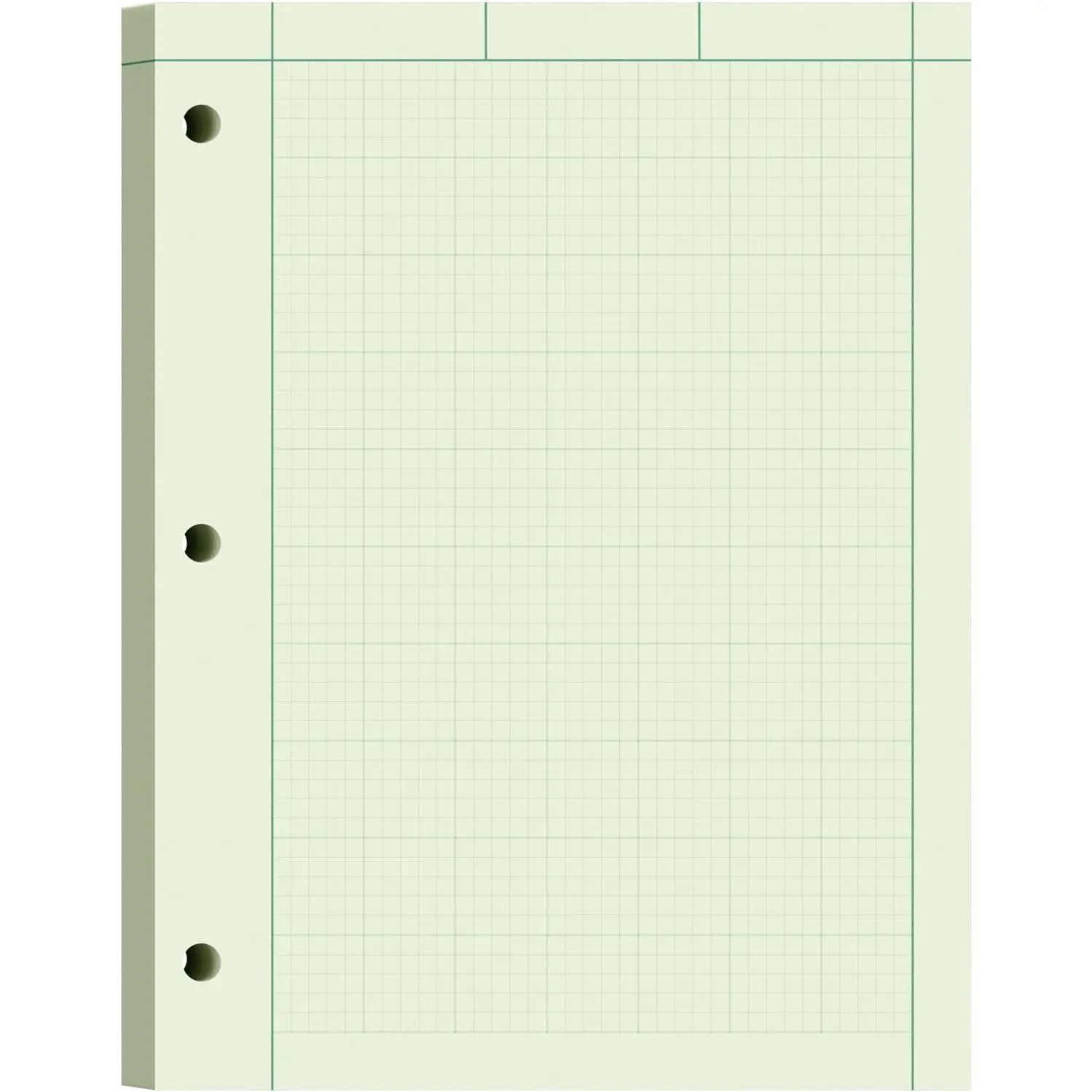 Engineering Paper 8.5x11, 100 Sheets Top Glue Binding Engineering Notebook | 5x5 Quad Ruled Graph Paper, 3-Hole Punched Engineering Computation Pad 8.5 x 11, Green Tint Engineering Paper Notebook