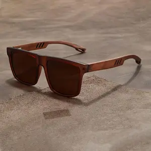 Men's Sunglasses, Sunglasses for Women - Retro Square UV400 Polarized Lenses, Lightweight Bamboo Frame, Eco-Friendly Design - Glare-Free for Driving, Outdoor Activities