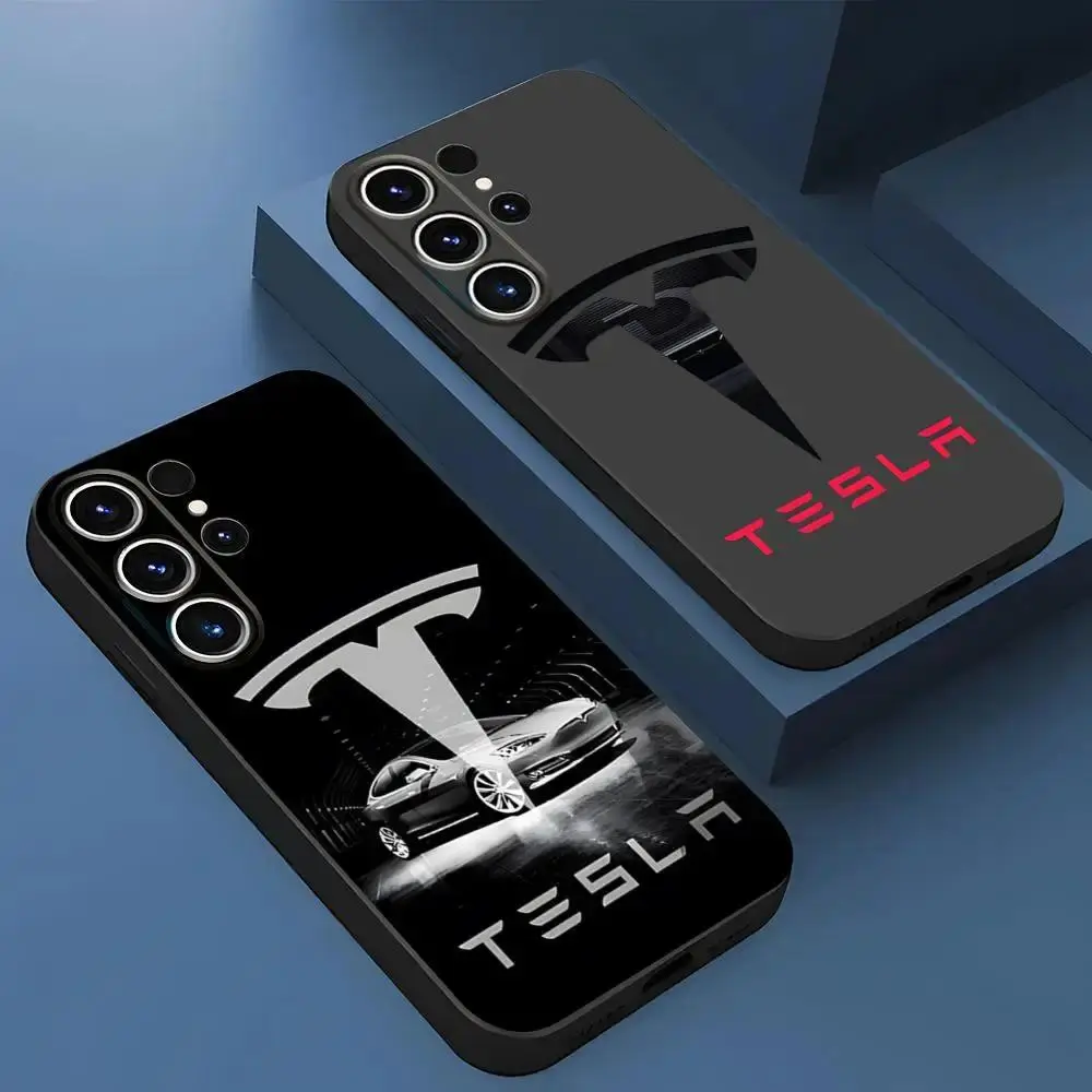 T-Teslaes Car Logo Phone Case For Samsung S26 S24 Ultra S25 S23 Fe S22 S21 Plus A16 A54 A34 A53 For iphone 17 16 15 14 13 12 11 17Air Plus Pro Promax Back Cover