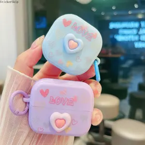 2026 LOVE Heart Shaped Earbud Shell Case, Cute Durable Hard Protective Cover with Charging Port Access for Samsung Galaxy Buds3 Pro, Core 2025, FE, Buds Live & Buds Pro, Shockproof Headphone Accessory