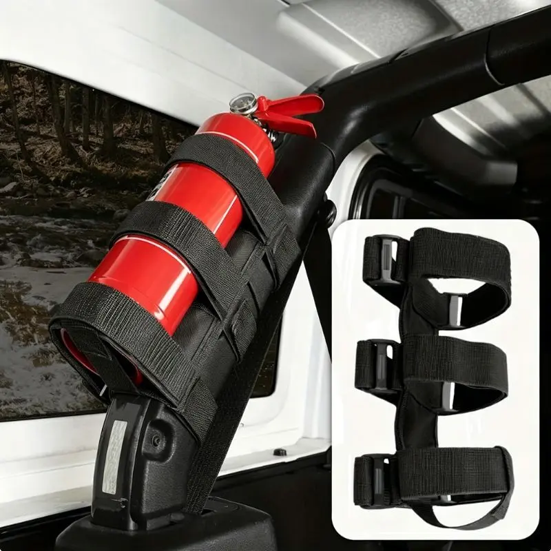 Adjustable Car Fire Extinguisher Strap for Jeep Roll Cage, 1.13-1.36kg Fire Extinguisher Mounting Bracket, Auto Safety Accessory, Car Accessories