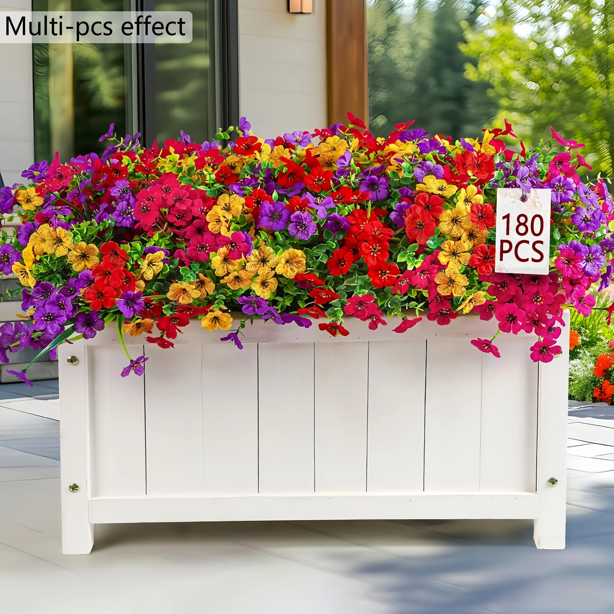 180 Bundles Artificial Flowers, Faux Floral Arrangements, Decorative Fake Flower, Floral Decoration, UV-Resistant Violet Eucalyptus Faux Plants, Outdoor Indoor Courtyard Decorative Home Decor, Mixed Colors Full Season