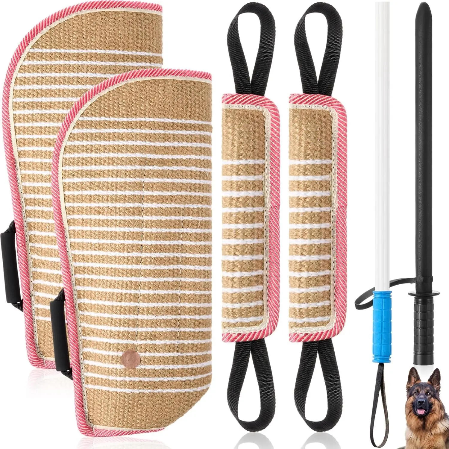 Professional Dog Bite Training Set with Bite Sleeve, Arm Whip, Agitation Stick for K9 German Shepherd Puppy Training & Protection
