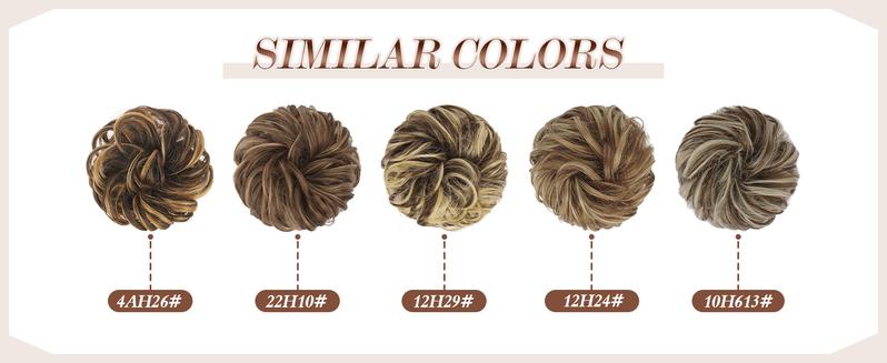 messy bun hair large wavy curly elastic scrunchies ponytail extensions synthetic chignon hairs for women black 1 94oz