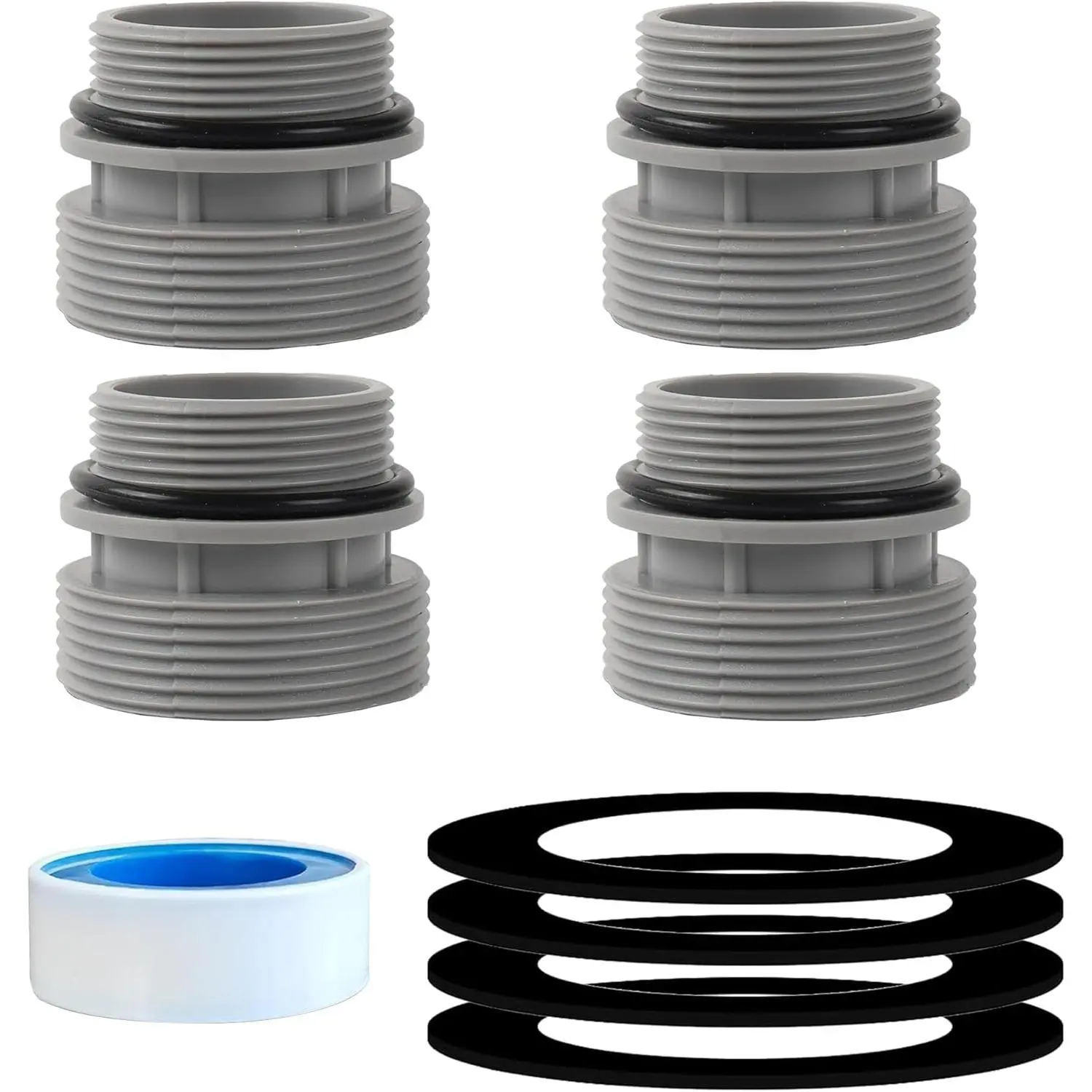 40mm to 1.5" Pool Filter Hose Conversion Kit (4-Pack) - Above Ground Pool Adapter Connects 40mm Hoses to Standard 1.25" or 1.5" Filter Ports