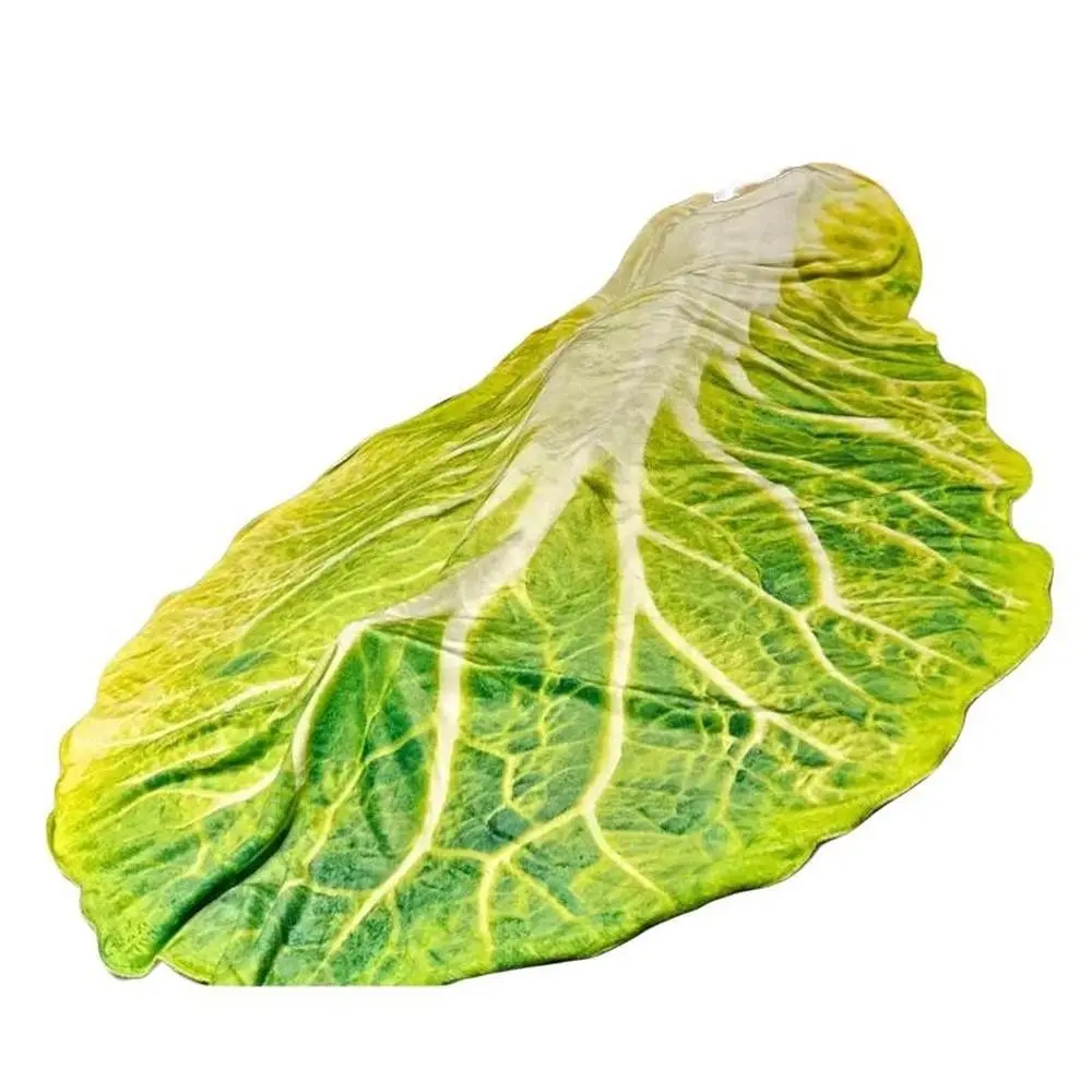 Realistic Lettuce Pattern Flannel Blanket, Soft Geometric Leaf Design, Comfortable Throw for Home Decor, Modern Style, Unique Gift Idea