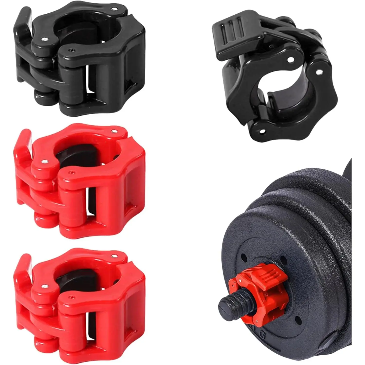 4-Pack 30mm Dumbbell Barbell Secure Clamps, Quick Release Weight Bar Collars for Weightlifting, Strength Training Fitness Accessories, Secure Clamp