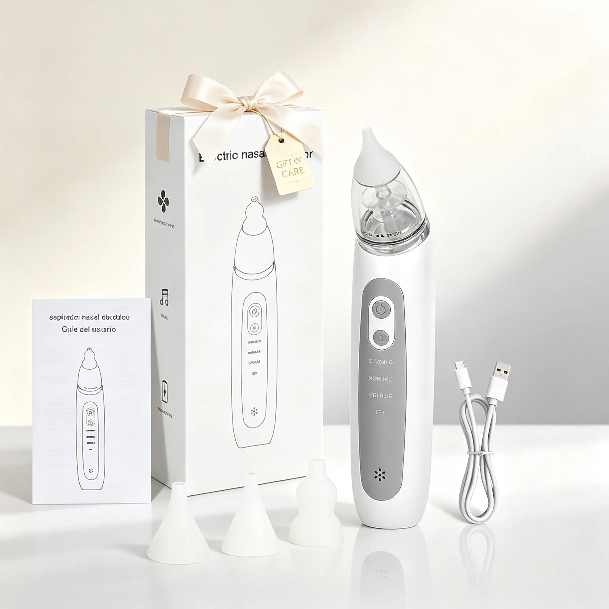 Electric Nasal Cleaner for Baby & Toddler, Nose Discharge Cleaning Tool with Music Function, Includes 3 Replacement Silicone Tips