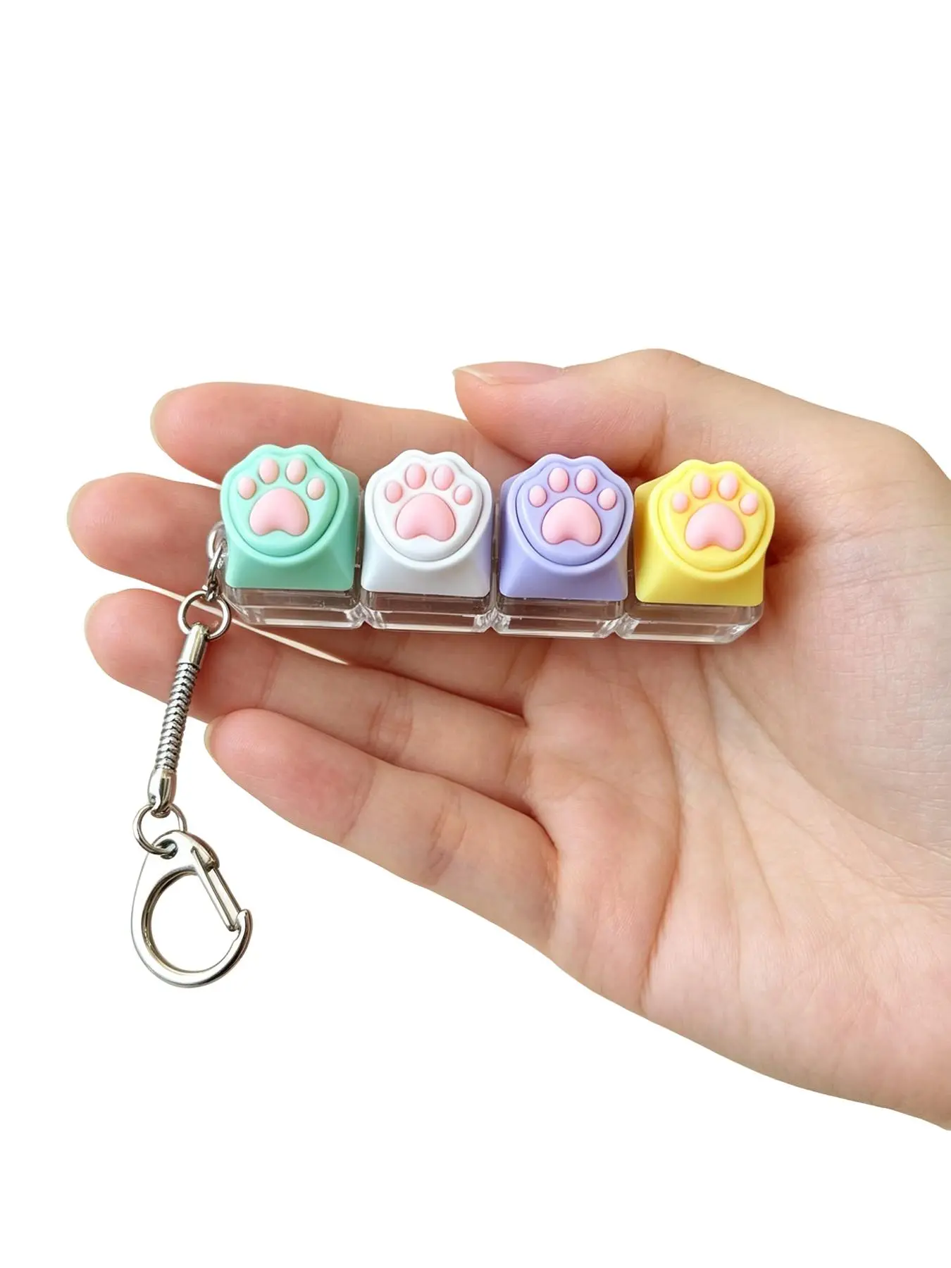 Cute Cat Paw Fidget Keychain, Girly Keychain, Stress Relief Keyboard Switch Toy, Soft Silicone Bag Charm, Gift for Teens, Office Workers, Anxiety Relief