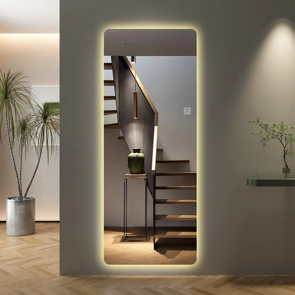 Aobtkel 65x21in Wall-Mounted LED Full Body Mirror, Dimmable 3-Color Lighting for Bedrooms - Bathroom Mirrors for Home Improvement